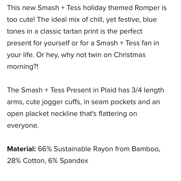 Smash and Tess limited edition size L women’s plaid 3/4 sleeve romper. VGUC! - Picture 2 of 7